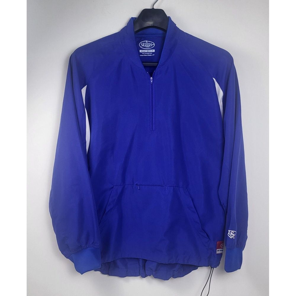 Louisville Slugger Windbreaker Men Medium Quarter‎ Zip Pullover Blue Long Sleeve